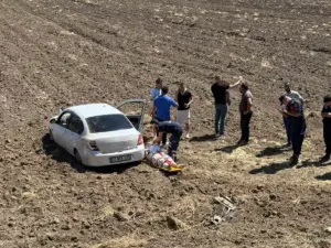 Osmaniye’de direksiyon hakimiyetini kaybeden sürücü tarlaya uçtu